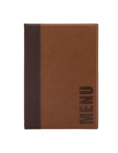Protège-menus Securit A4 marron clair - cuir synthétique