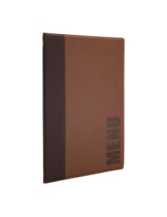 Protège-menus Securit A4 marron clair - cuir synthétique 2
