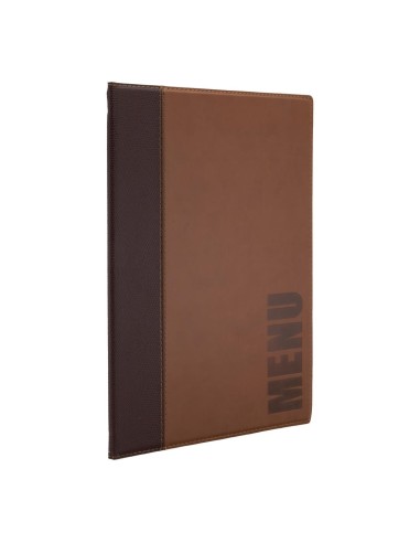 Protège-menus Securit A4 marron clair - cuir synthétique
