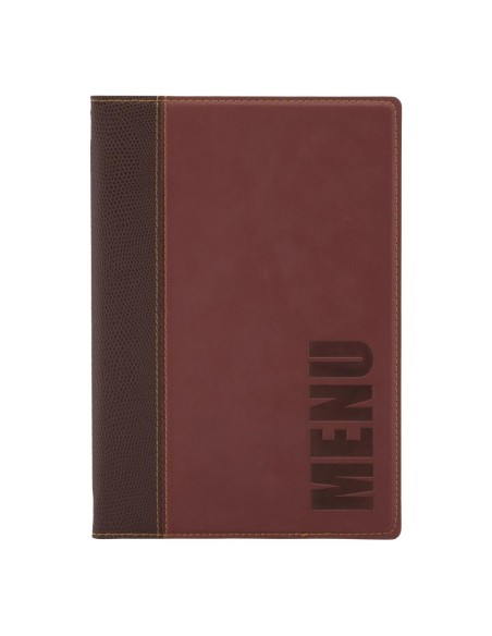Protège-menus Securit A5 rouge foncé - cuir synthétique