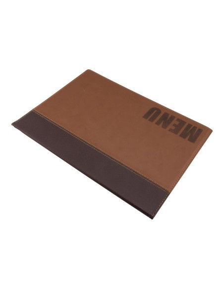 Protège-menus Securit A4 marron clair - cuir synthétique
