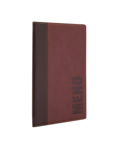 Protège-menus Securit A5 rouge foncé - cuir synthétique 2