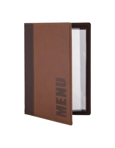 Protège-menus contemporain Securit A5 marron clair