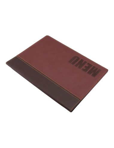 Protège-menus Securit A5 rouge foncé - cuir synthétique