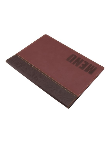 Protège-menus Securit A5 rouge foncé - cuir synthétique