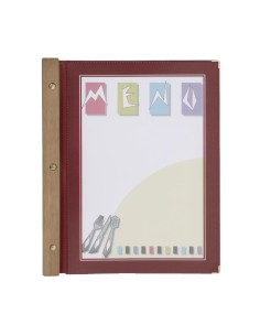 Protège-menus bois Securit rouge foncé A4 - 2 inserts