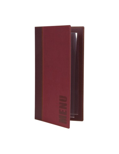 Protège-menus Securit A5 rouge foncé - cuir synthétique