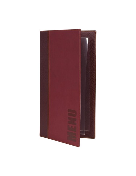 Protège-menus Securit A5 rouge foncé - cuir synthétique