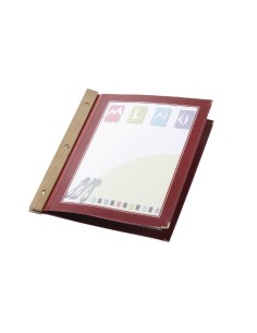 Protège-menus bois Securit rouge foncé A4 - 2 inserts 2
