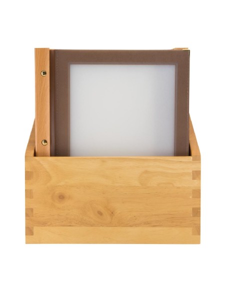 Protège-menus cadre bois Securit A4 marron - lot de 20