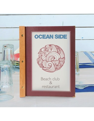 Protège-menus cadre bois Securit A4 marron - lot de 20