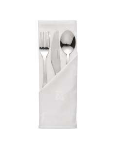 Serviettes blanches coton motif lierre Mitre Luxury - lot de 10