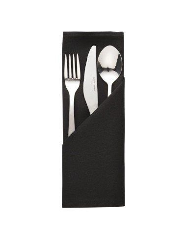 Serviettes noires polyester Mitre Essentials - lot de 10