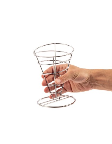 Support pour frites Olympia en inox - 175x115 mm