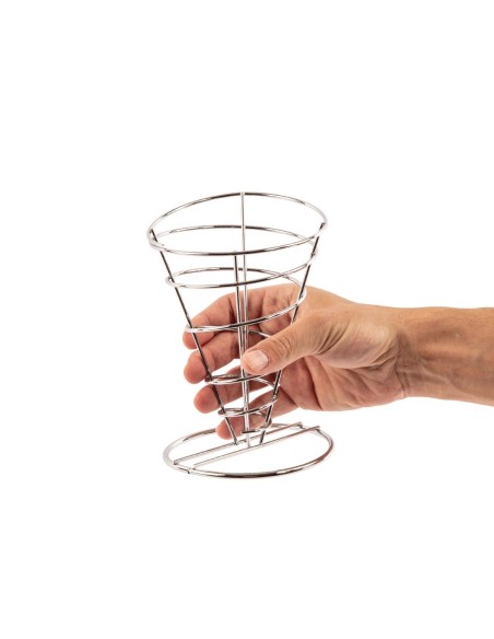 Support pour frites Olympia en inox - 175x115 mm