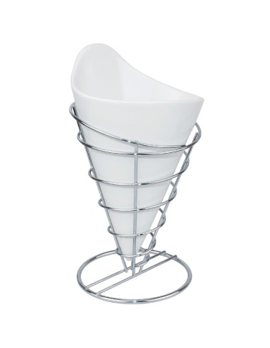 Support pour frites Olympia en inox - 175x115 mm