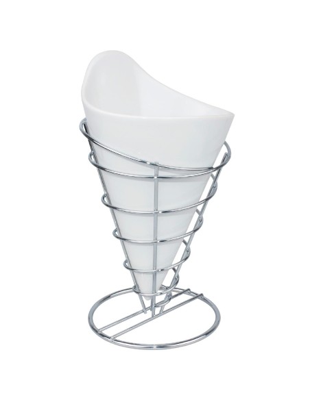Support pour frites Olympia en inox - 175x115 mm