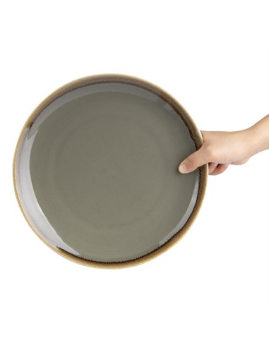 Assiettes plates Olympia Kiln gris 280 mm - lot de 4