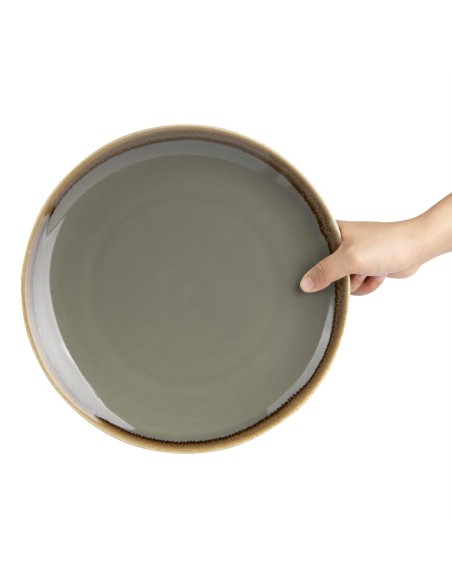 Assiettes plates Olympia Kiln gris 280 mm - lot de 4