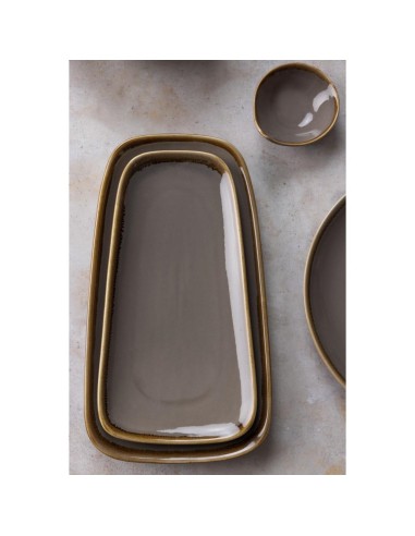 Plats moyens Olympia Kiln gris 295mm - Porcelaine
