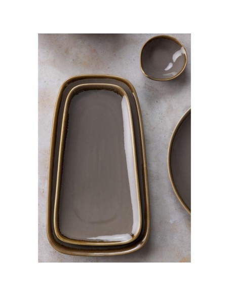 Plats moyens Olympia Kiln gris 295mm - Porcelaine