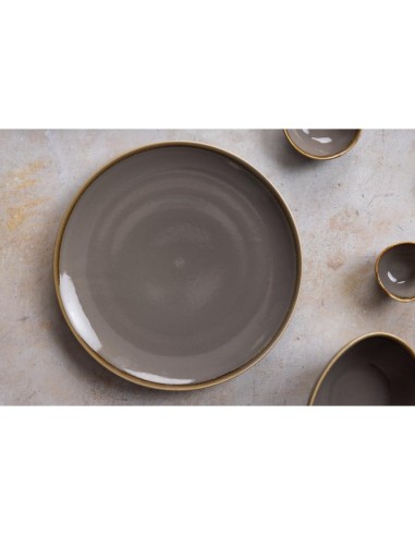 Assiettes plates Olympia Kiln gris 280 mm - lot de 4