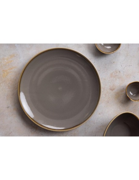 Assiettes plates Olympia Kiln gris 280 mm - lot de 4