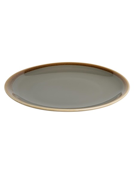 Assiettes plates rondes Olympia Kiln gris 230mm - lot de 6