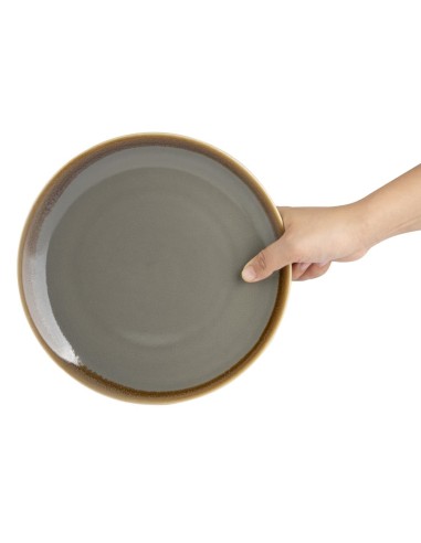 Assiettes plates rondes Olympia Kiln gris 230mm - lot de 6