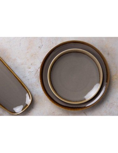 Assiettes plates rondes Olympia Kiln gris 230mm - lot de 6