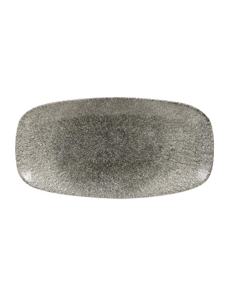 Assiettes oblongues Churchill Raku Quartz Black 355mm - Lot de 6