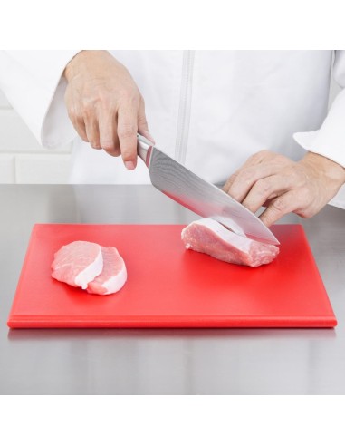Petite planche à découper Hygiplas rouge HDPE 12 mm