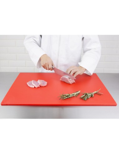 Grande planche à découper rouge Hygiplas 600x450 mm - PEBD