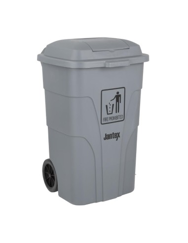 Poubelle à roulettes Jantex 120L grise - 2 couvercles