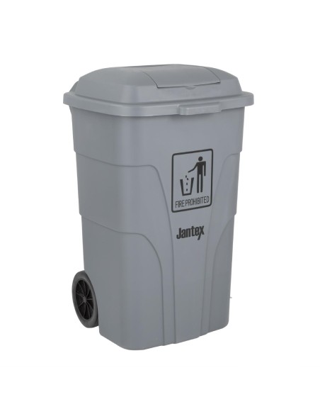 Poubelle à roulettes Jantex 120L grise - 2 couvercles