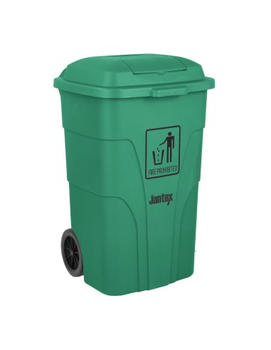 Poubelle à roulettes Jantex 120L verte avec pédale