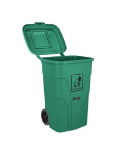 Poubelle à roulettes Jantex 120L verte avec pédale 2