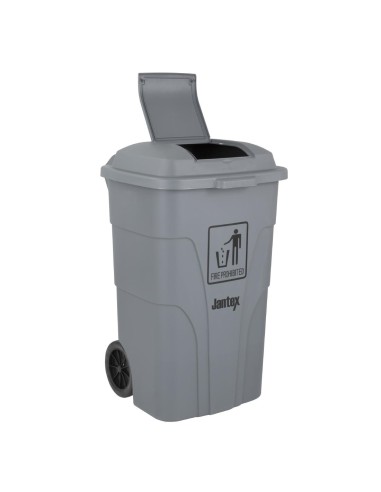 Poubelle à roulettes Jantex 120L grise - 2 couvercles