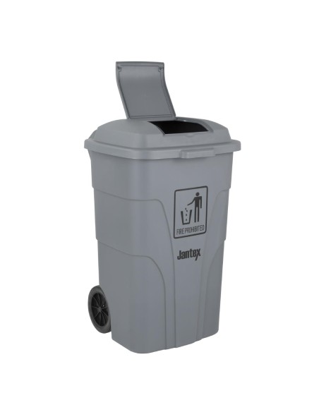 Poubelle à roulettes Jantex 120L grise - 2 couvercles