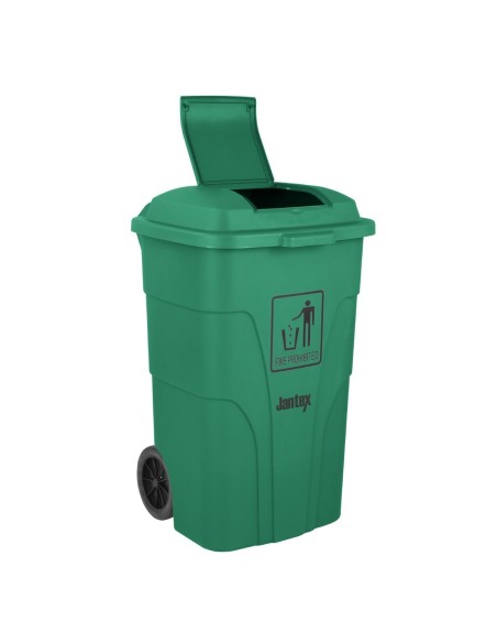 Poubelle à roulettes Jantex 120L verte avec pédale