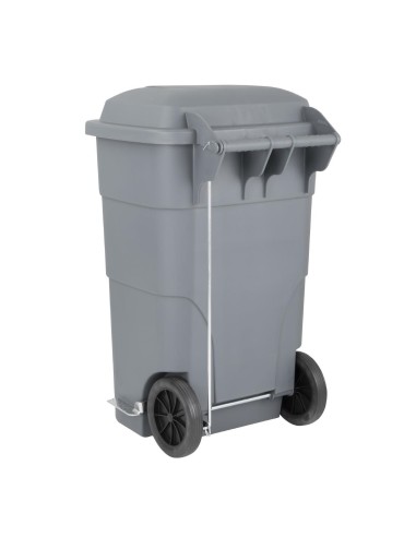 Poubelle à roulettes Jantex 120L grise - 2 couvercles