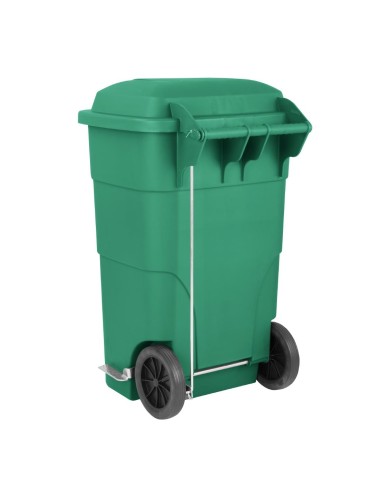Poubelle à roulettes Jantex 120L verte avec pédale
