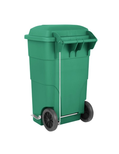 Poubelle à roulettes Jantex 120L verte avec pédale