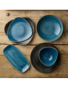 Assiettes triangulaires Churchill Stonecast Java Blue Lotus 228mm - lot de 12 2