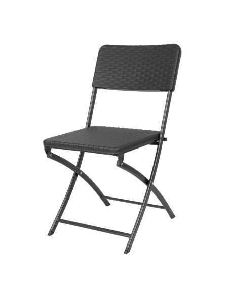 Chaises pliantes en rotin PE noires Bolero - lot de 2