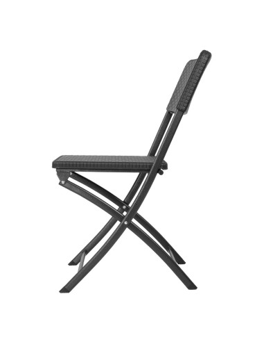 Chaises pliantes en rotin PE noires Bolero - lot de 2