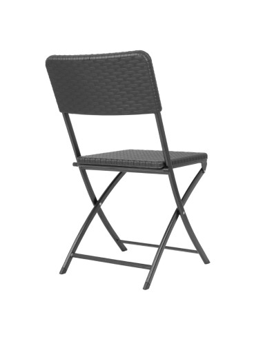 Chaises pliantes en rotin PE noires Bolero - lot de 2