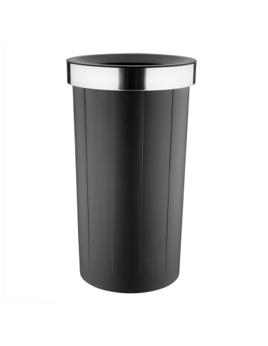 Poubelle ronde noire 60L Bolero - Couvercle ouvert