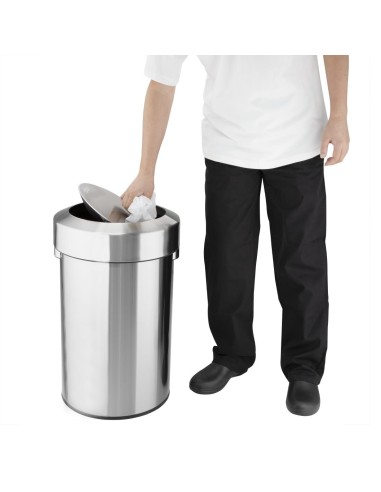 Poubelle Bolero 70L acier brossé à couvercle basculant