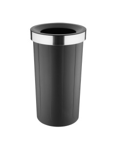 Poubelle ronde noire 60L Bolero - Couvercle ouvert 2